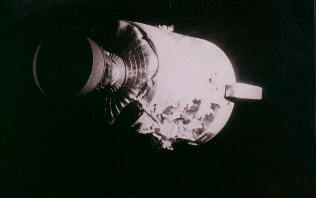 Damaged Apollo 13 Service Module—April 17, 1970