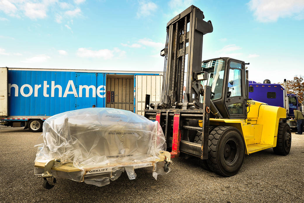 Webb Telescope's Secondary Mirror Unloaded at NASA Goddard