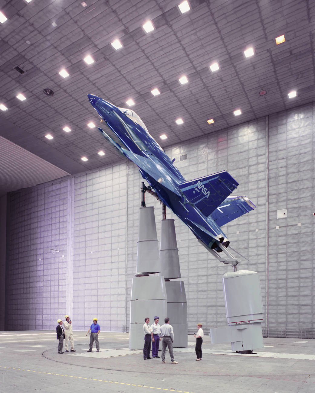 F/A-18 High Alpha fighter testing high angle-of-attack aerodynamics in the NFAC 80-foot-by-120-foot test section