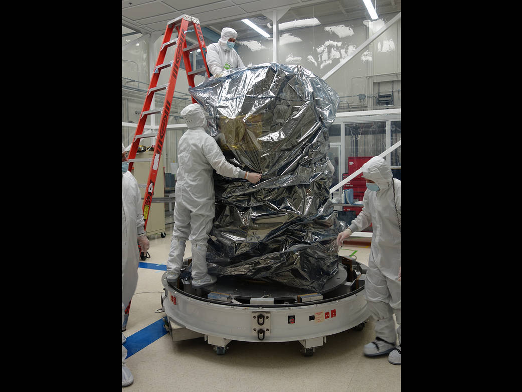 LADEE Getting Protective Bags Installed