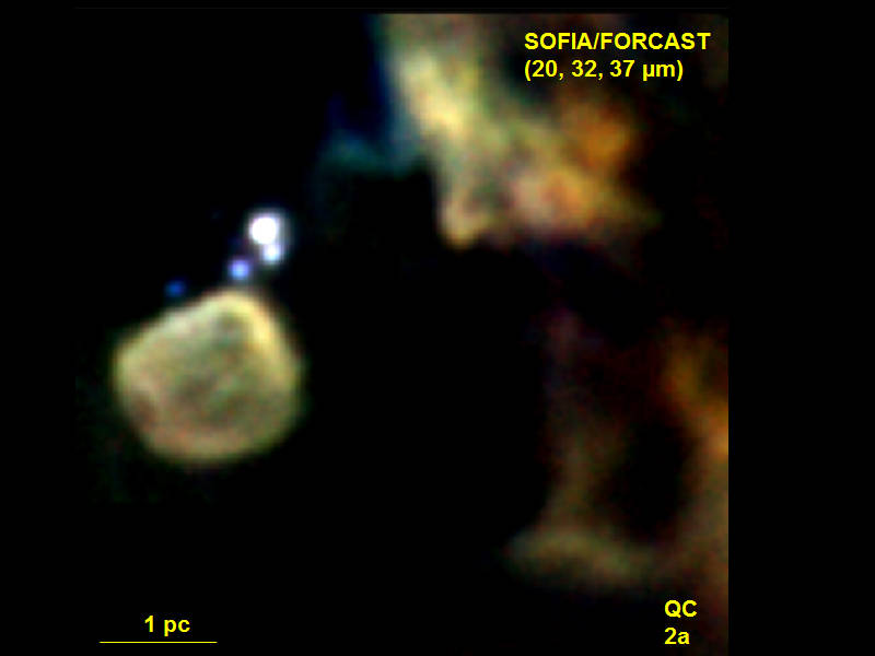 2a. Milky Way's Quintuple Star Cluster - SOFIA / FORCAST