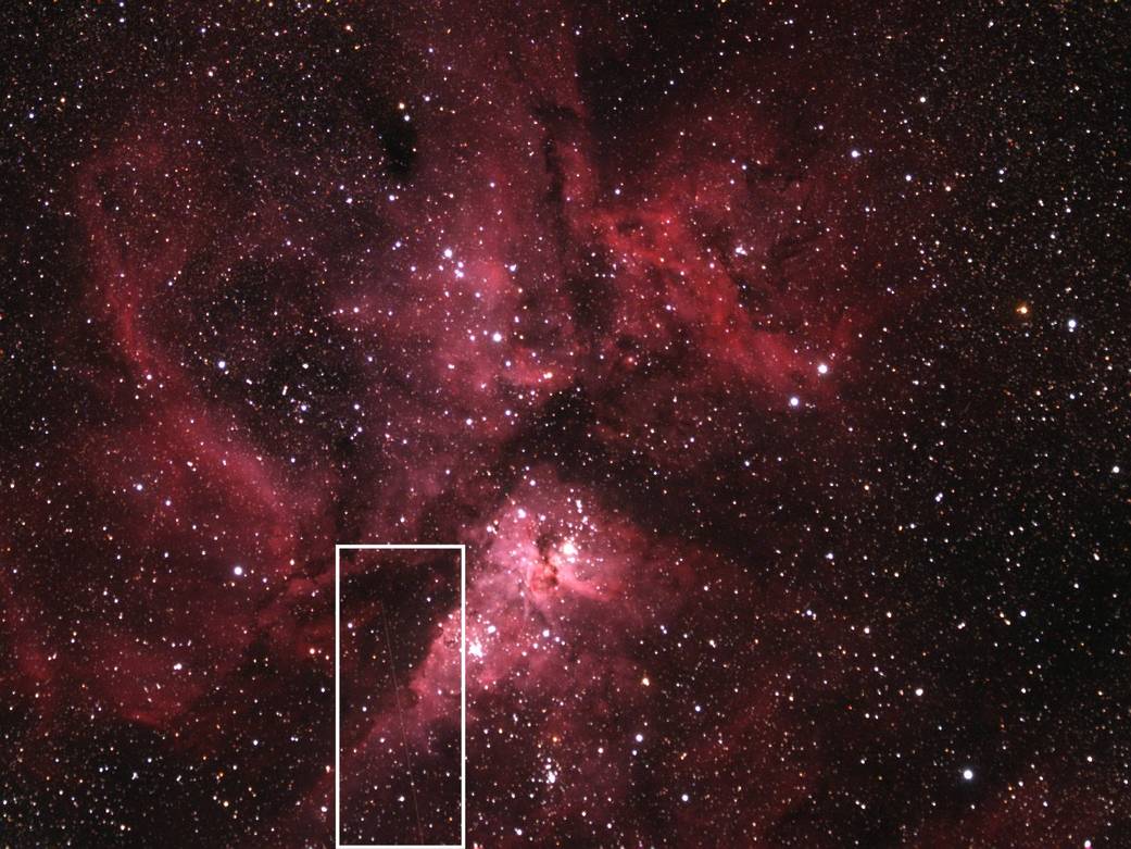 Asteroid 2012 DA14 and the Eta Carinae Nebula