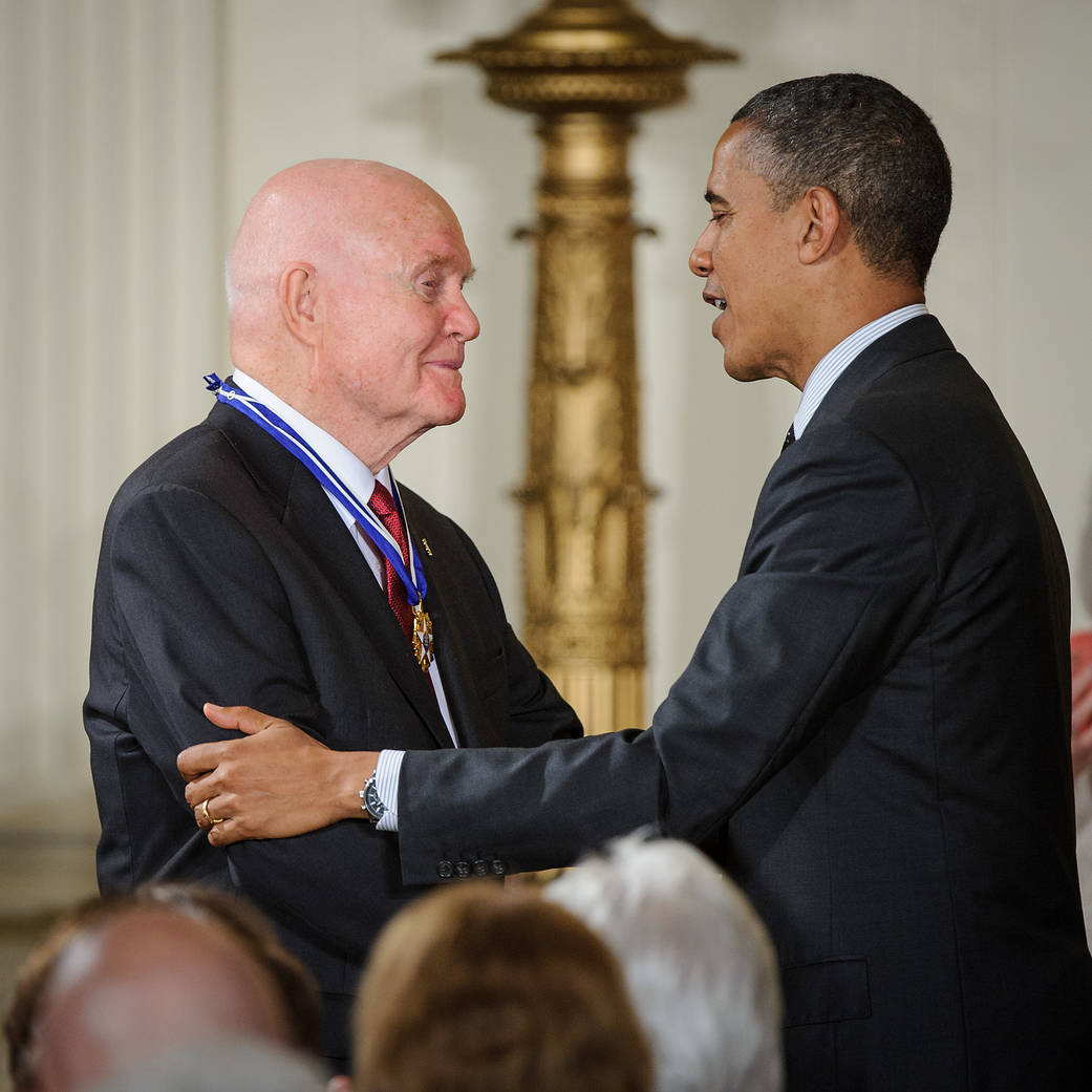 Sen. John Glenn and U.S. President Barack Obama