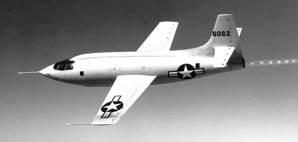 Bell X-1 rocket plane in flight.