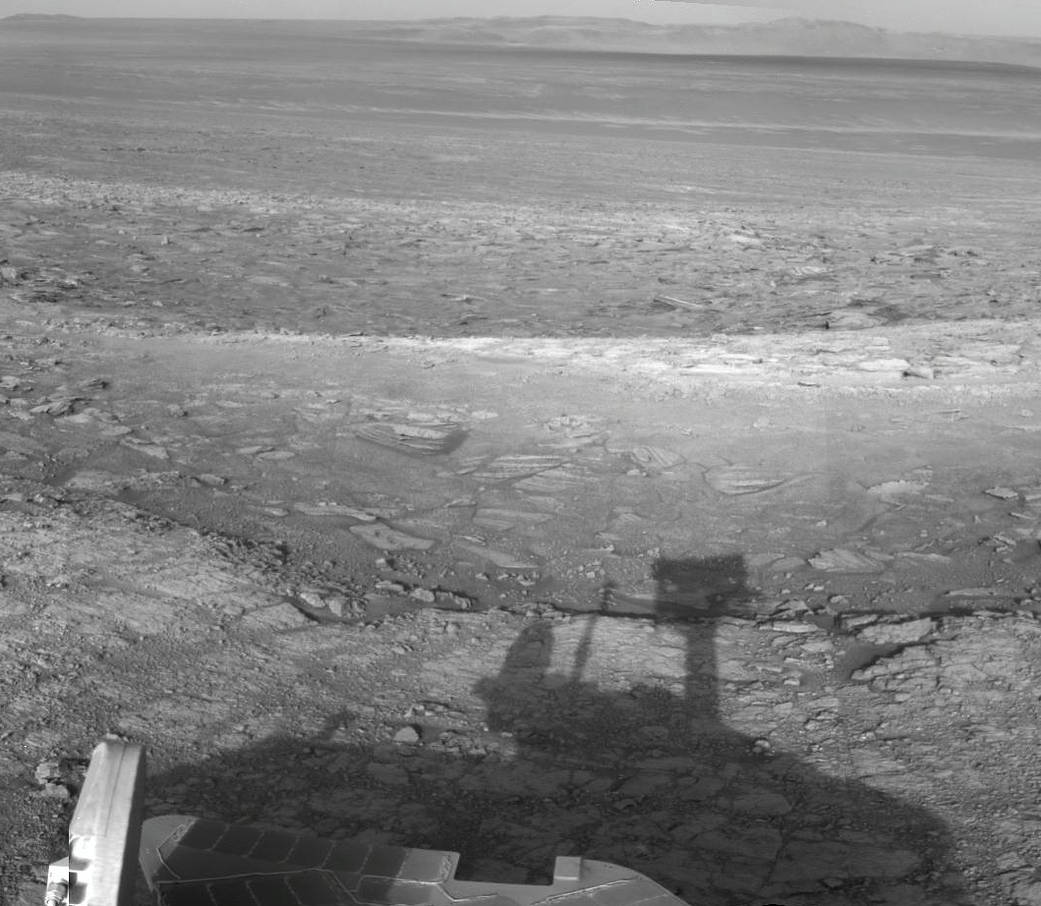 Opportunity's Shadow and Endeavour Crater Vista