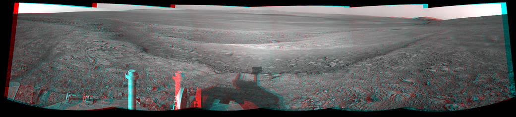 Opportunity Overlooking Endeavour Crater, Stereo View