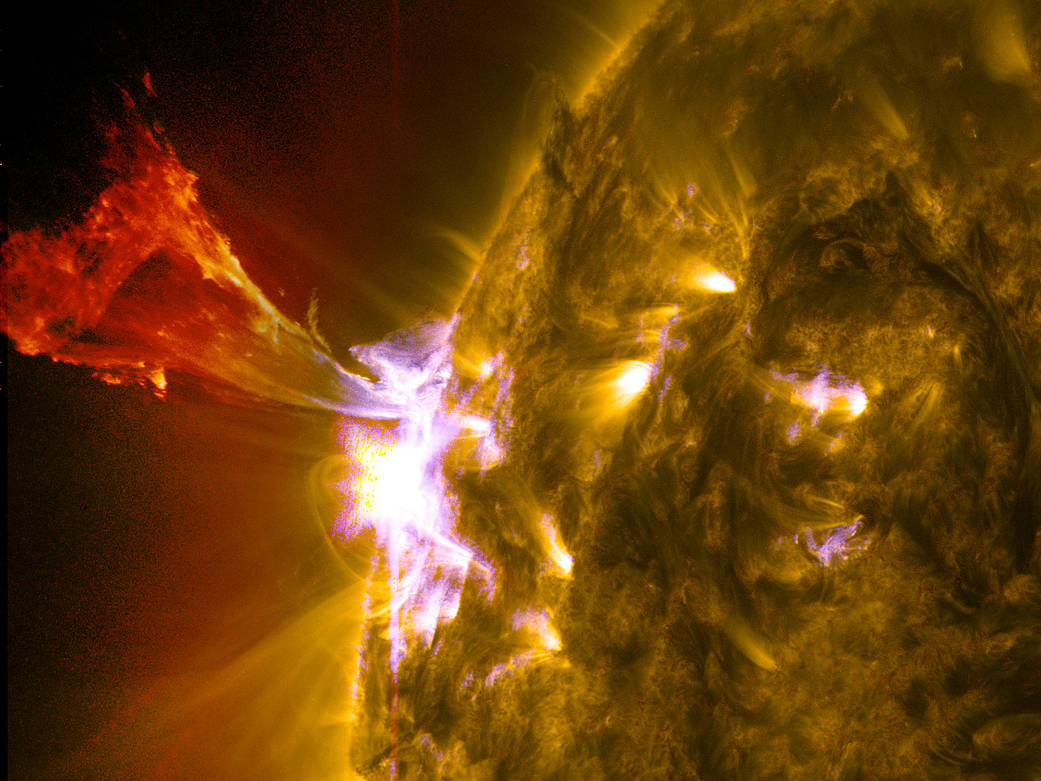 Solar Prominence Eruption Associated with M5.7 Flare