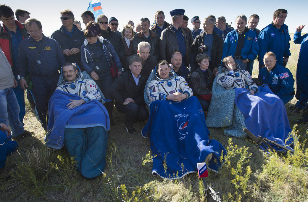 Expedition 35 Crew Lands