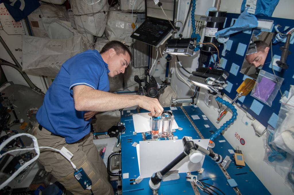 Astronaut Chris Cassidy With Capillary Flow Experiment