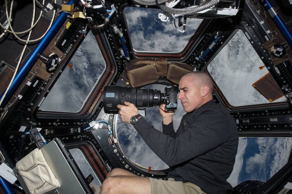 Astronaut Chris Cassidy Inside Station Cupola