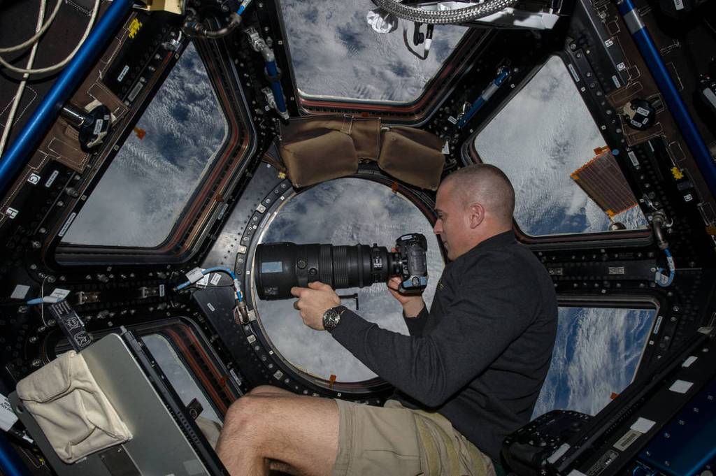 Astronaut Chris Cassidy Inside Station Cupola