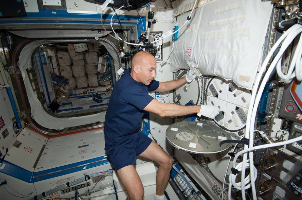 Astronaut Luca Parmitano With Station Freezer