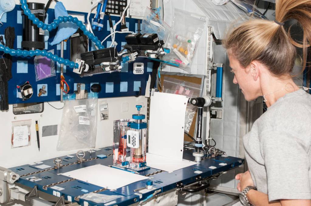 Astronaut Karen Nyberg With Capillary Flow Experiment