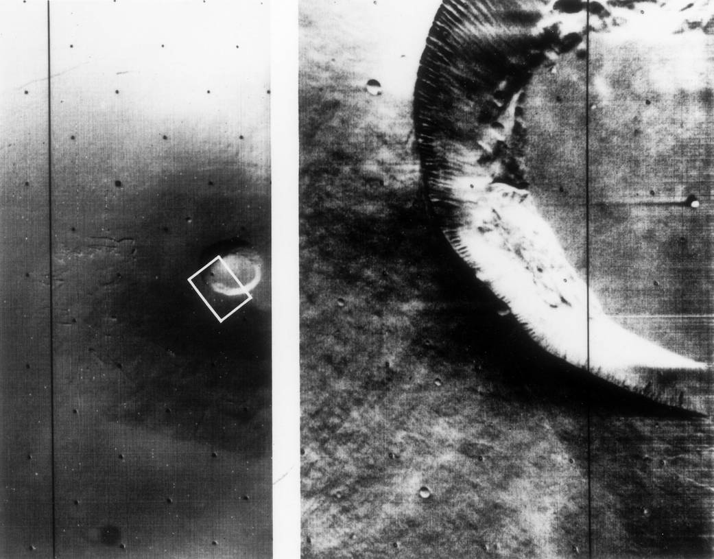 Mariner 9 views of shield volcano on Mars