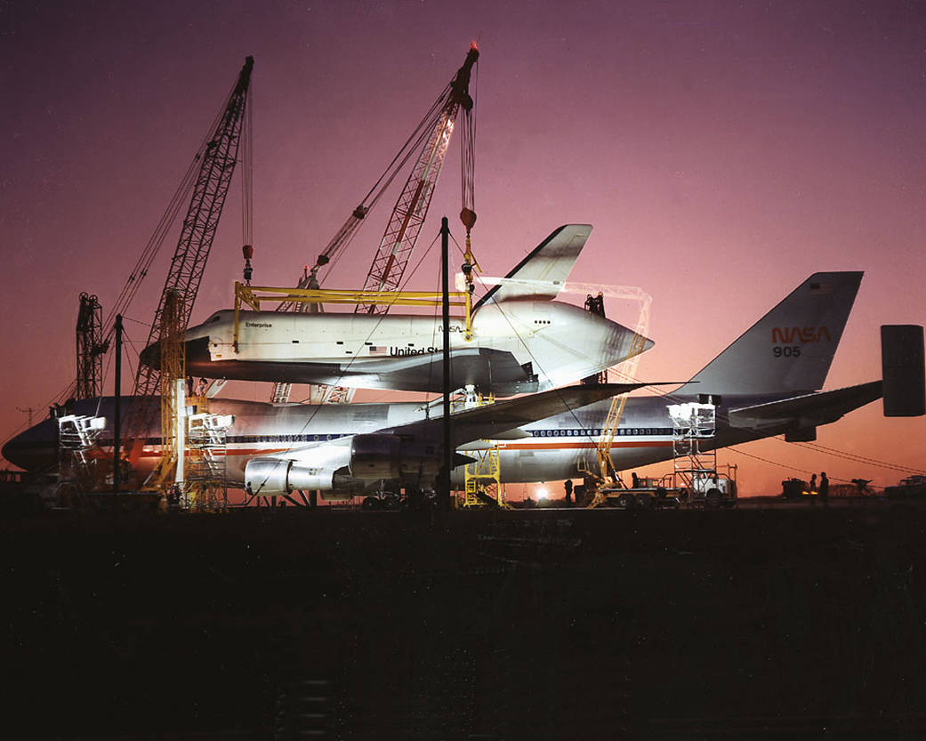 This week in 1978, the space shuttle Enterprise arrived at NASA’s Marshall Center for mated vertical ground vibration testing