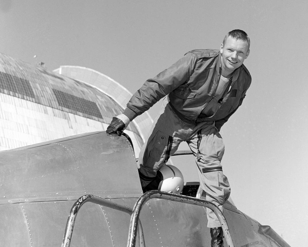 Neil Armstrong in cockpit of aircraft