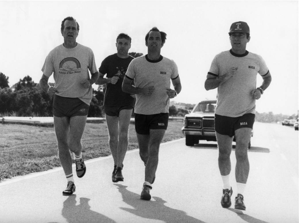 VP George HW Bush, Robert Crippen and John Young