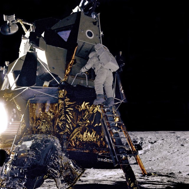 lunar module on surface of moon