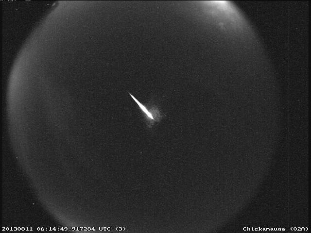 This Perseid fireball meteor was observed in the skies over Chickamauga, Ga., on Aug. 11, 2013, at 2:14:49 a.m. EDT. Image credi