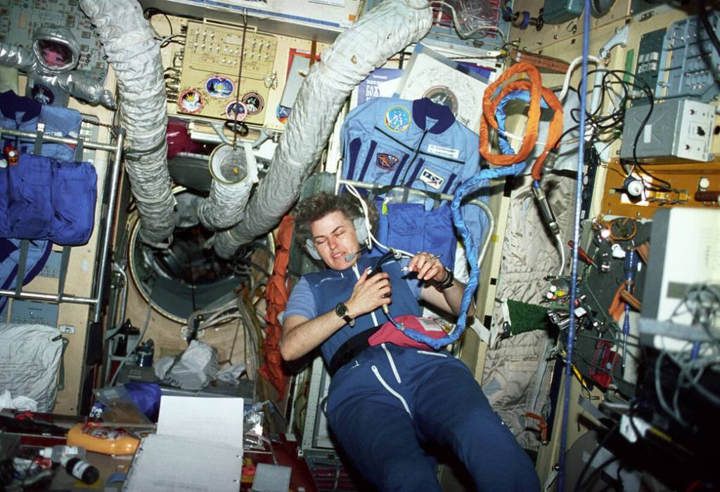 Astronaut Shannon Lucid in Mir Space Station