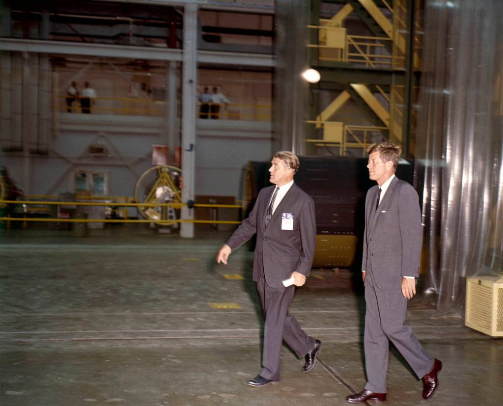 President John F. Kennedy and Dr. von Braun Tour MSFC Laboratories