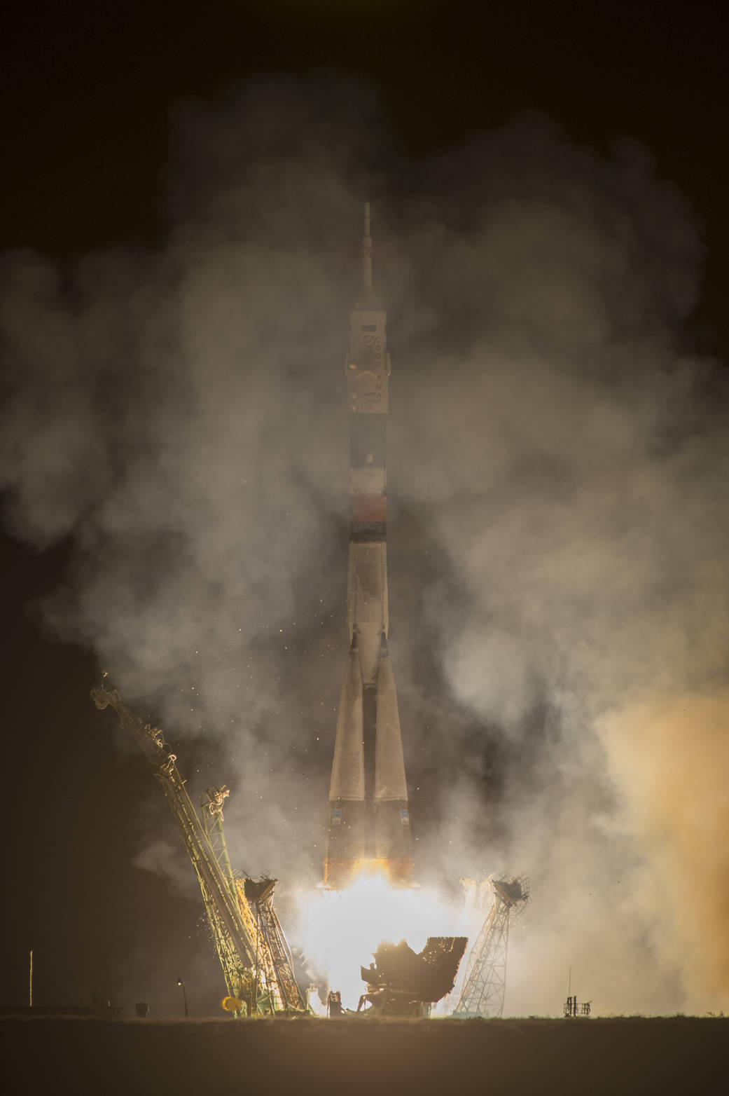 The Soyuz TMA-10M rocket launches from the Baikonur Cosmodrome in Kazakhstan on Thurs., Sept. 26, 2013 (Kazakh time) carrying Ex