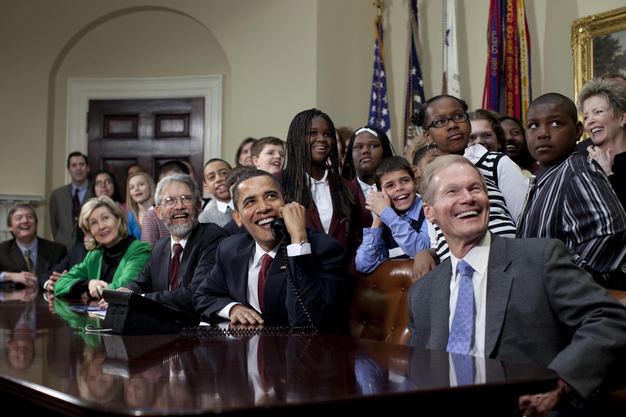 President Obama Talks With Shuttle and Station Crews