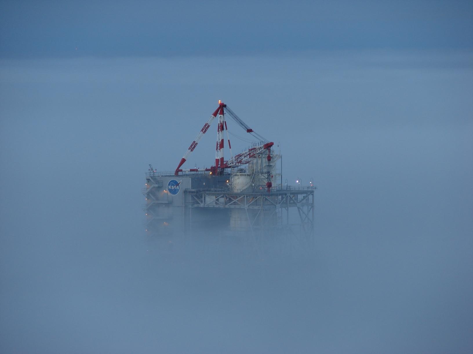 Test Stand A-2 Peering Out from the Fog
