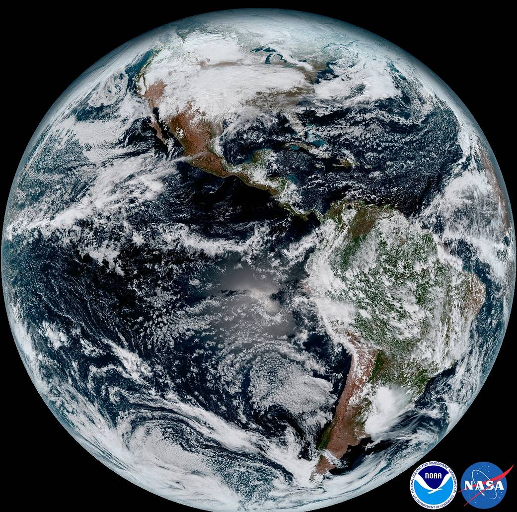 Full disk satellite image of Earth