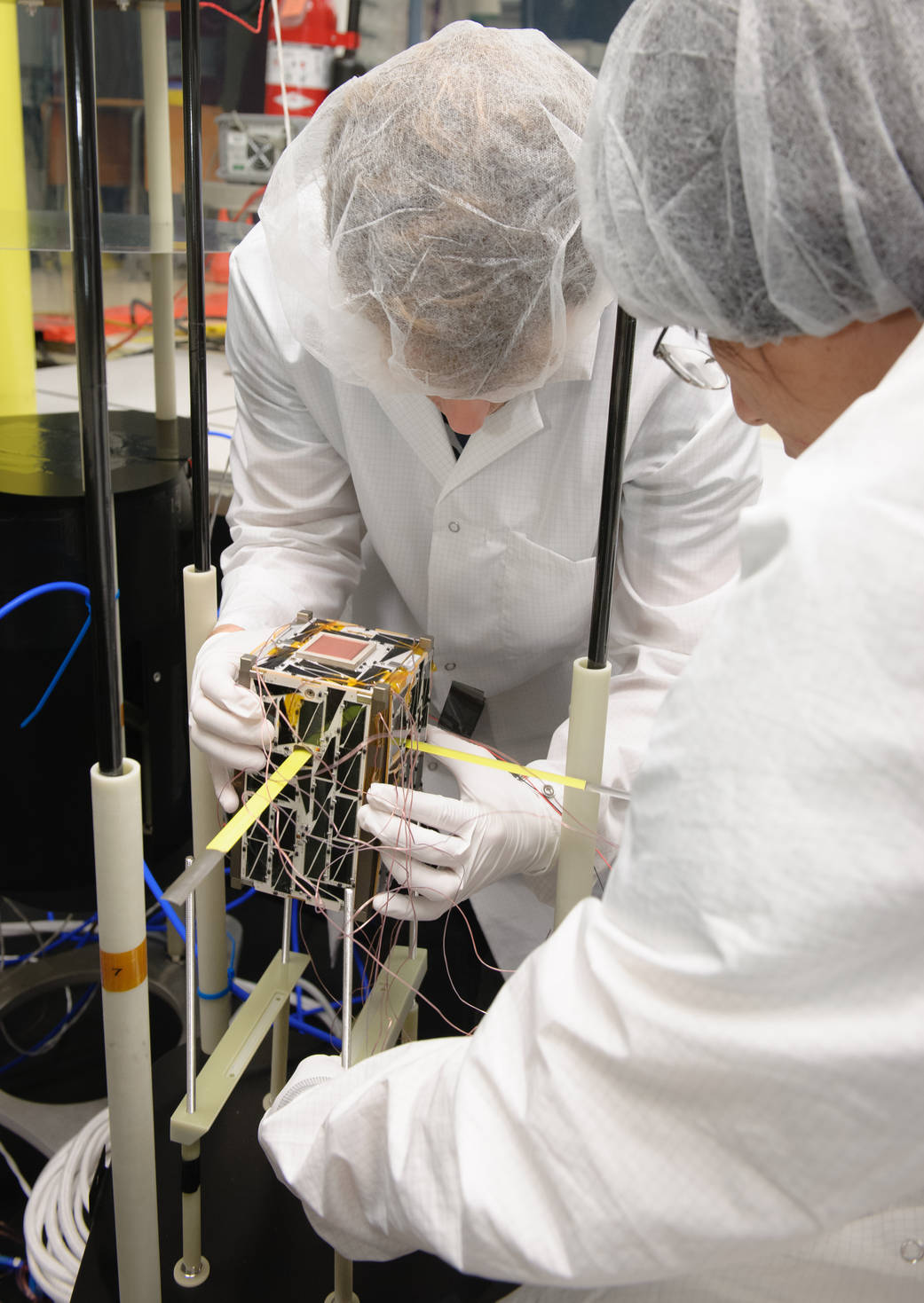 Nodes Satellites Being Prepared for Thermal Vacuum Testing 