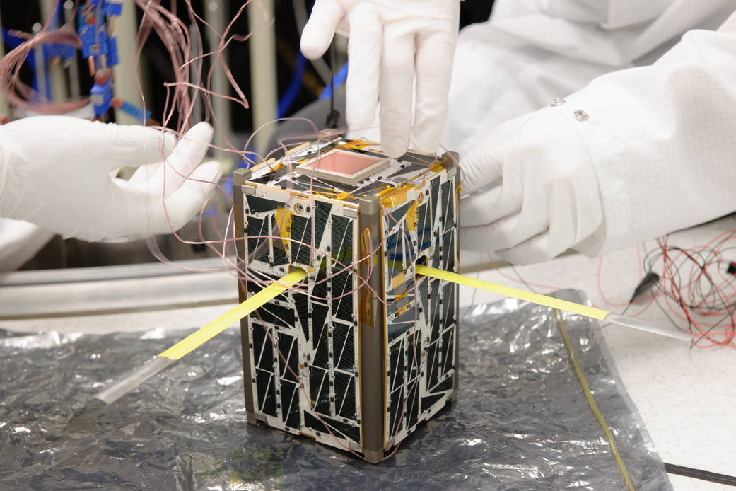 Nodes Satellites Being Prepared for Thermal Vacuum Testing