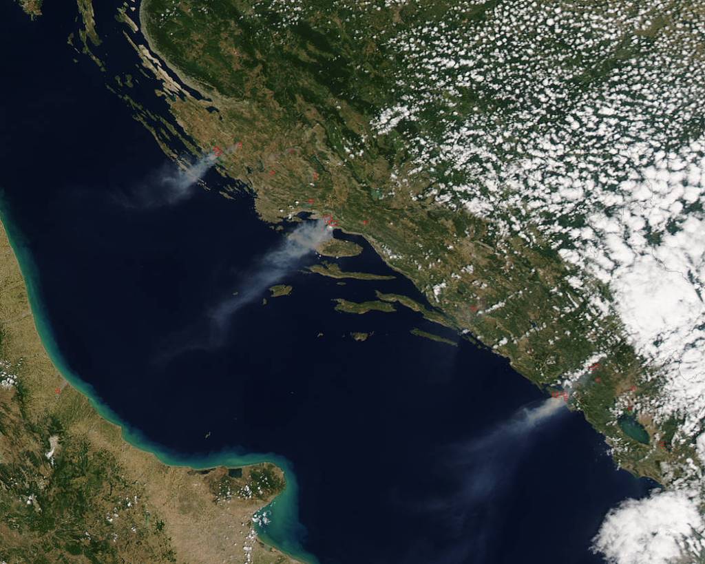 NASA Sees Smoke from Fires in Croatia and Montenegro