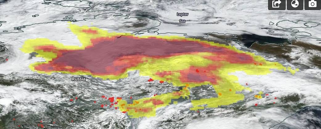 Aerosols across Siberia on Aug. 31, 2020