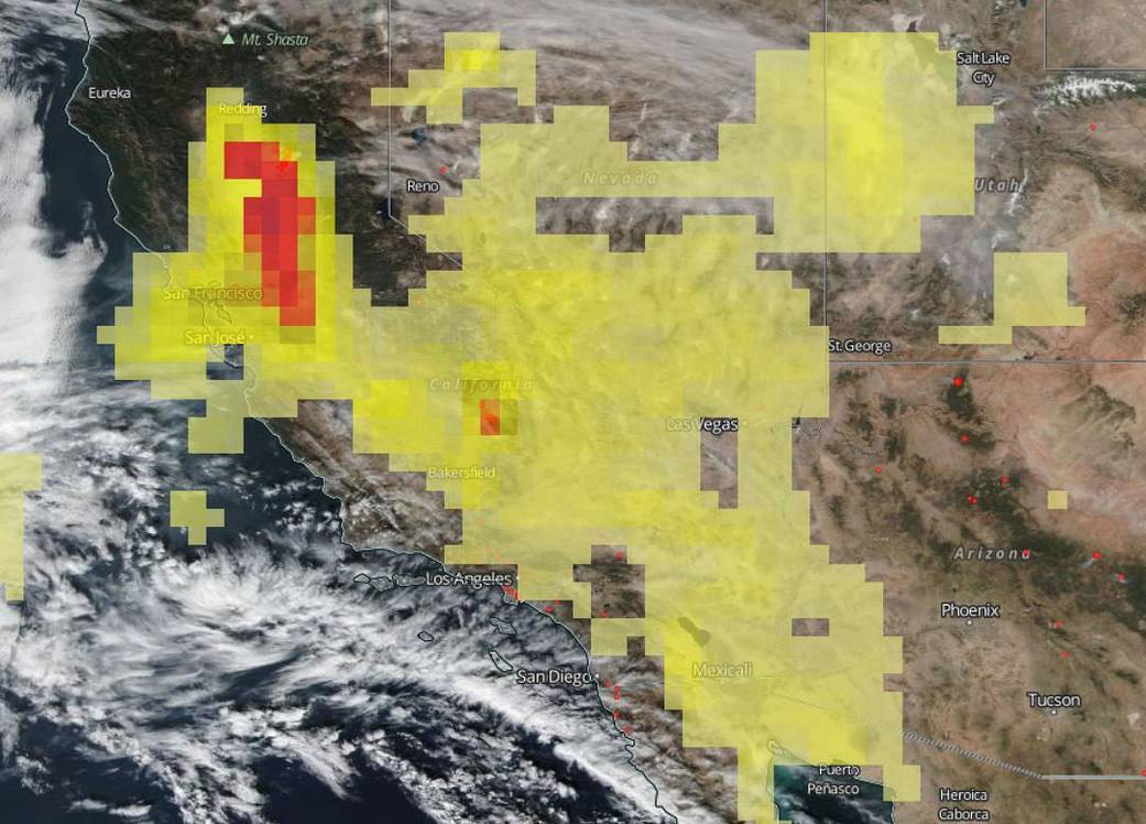 Suomi NPP image of aerosols over California 