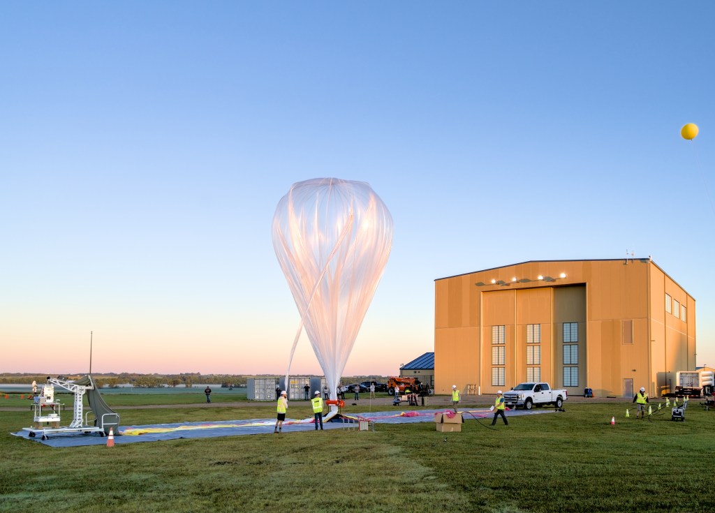 Aerostar balloon ready to launch against a blue sky