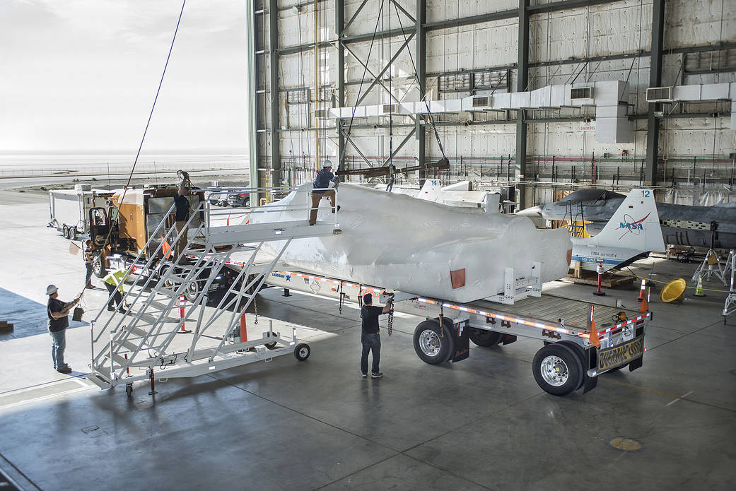 SNC Dream Chaser being loaded on truck for its departure from the center heading to SNC in Colorado.