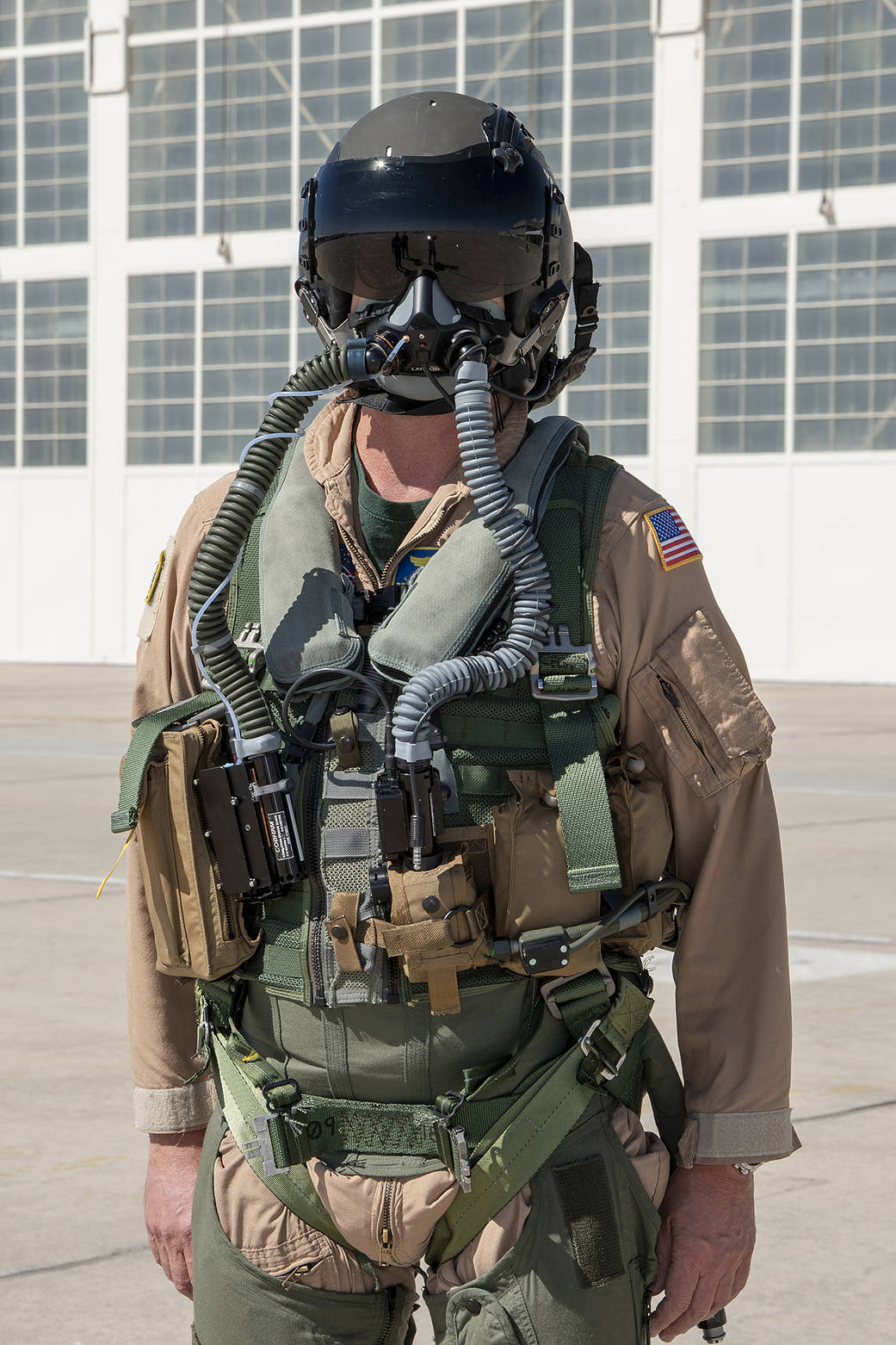 NASA Pilot Nils Larson wears a U.S. Navy configuration g-suit.