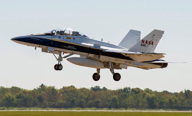 NASA's F/A-18 taking off.