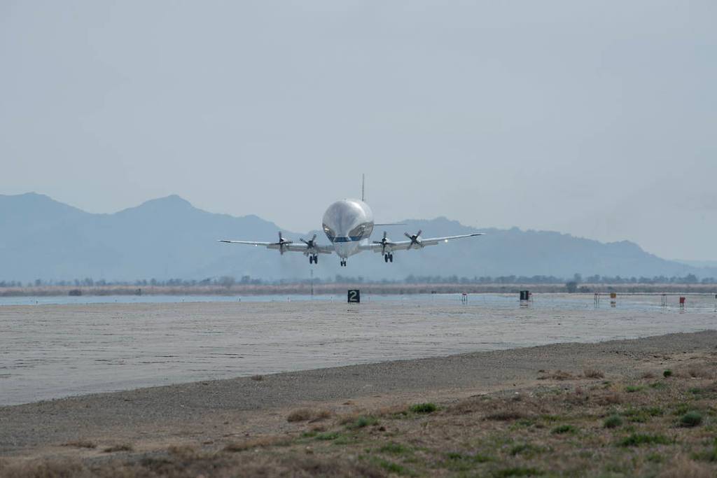 NASA’s Super Guppy Arrives to Armstrong Building 703 for Maintenance