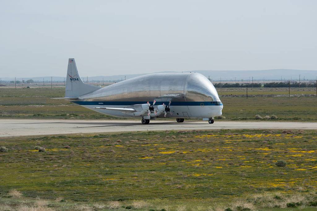 NASA’s Super Guppy Arrives to Armstrong Building 703 for Maintenance