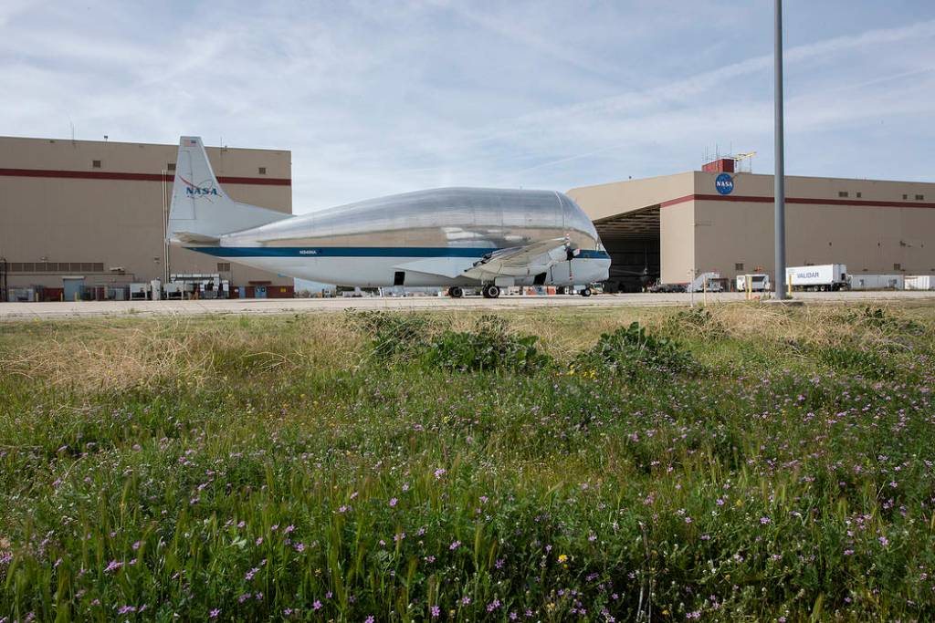 NASA’s Super Guppy Arrives to Armstrong Building 703 for Maintenance