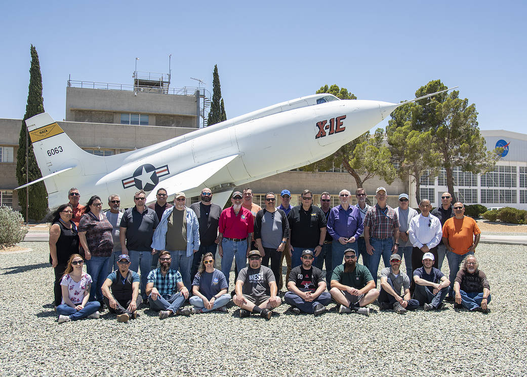 Dryden Aeronautical Test Range staff pose in front of X-1E.