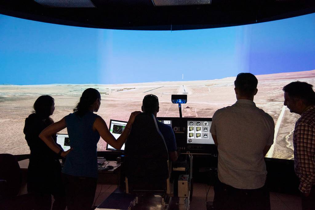 Astronauts Fly in X-57 Simulator at Armstrong Flight Research Center