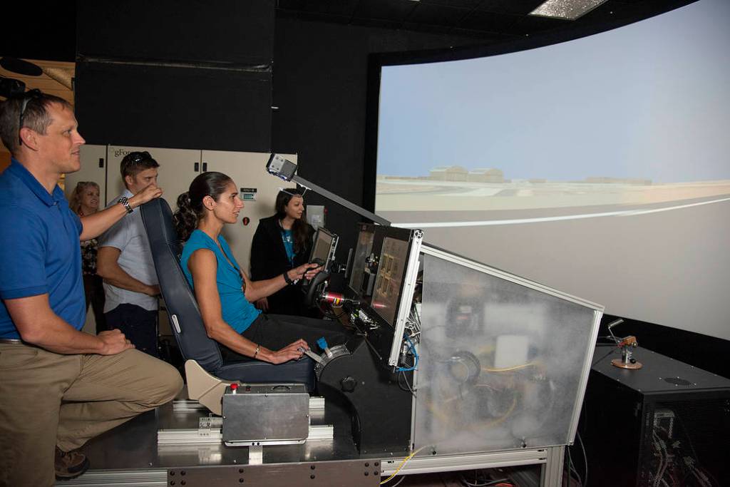 Astronauts in X-57 Simulator at Armstrong Flight Research Center