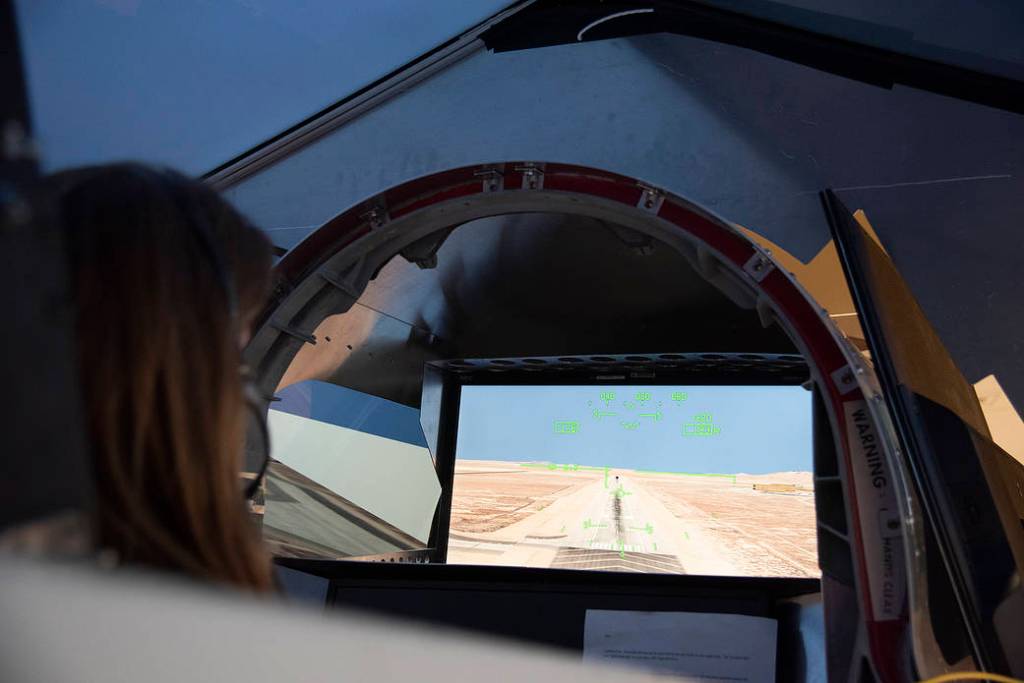 Astronaut Pilots X-59 Simulator at Armstrong Flight Research Center