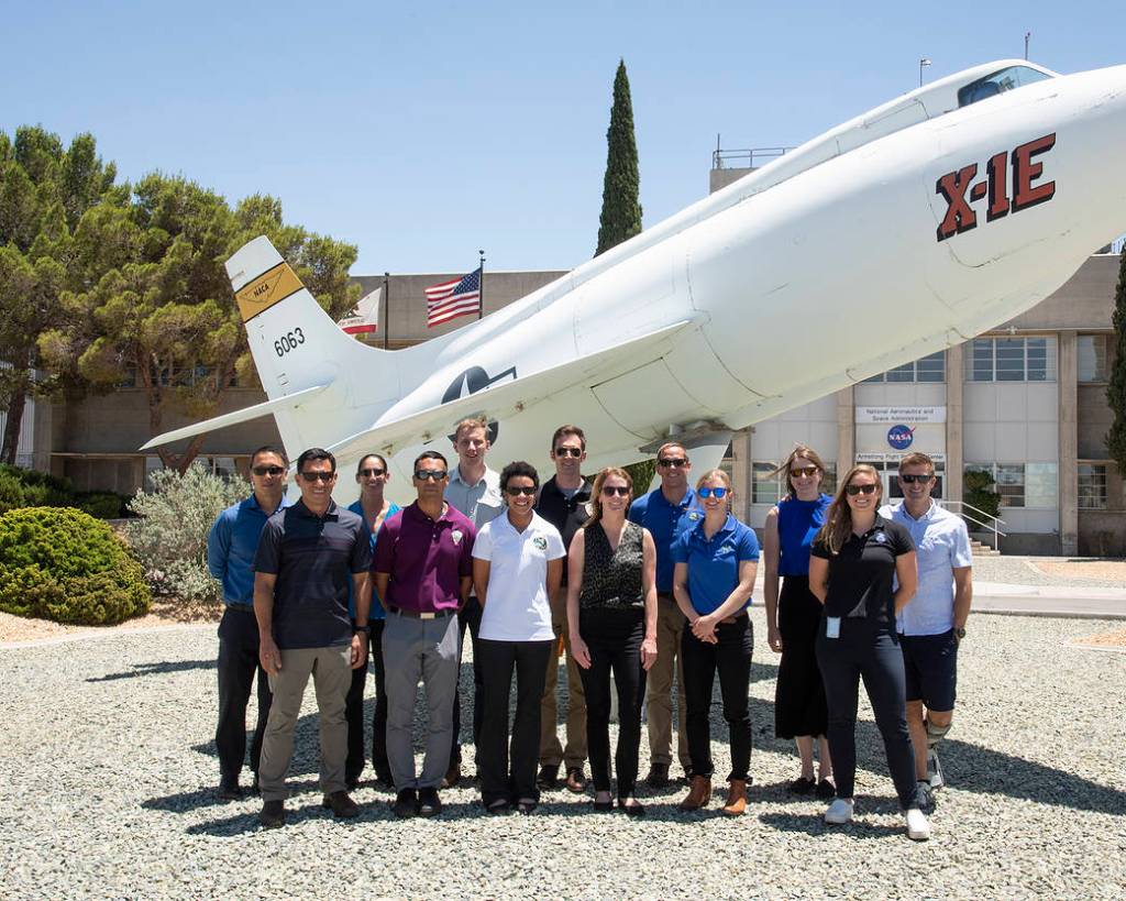 Astronauts Pose in Front of X-1E at Armstrong Flight Research Center