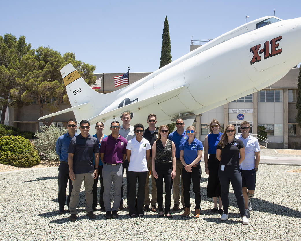 NASA's 2017 astronaut candidates pose in front of X-1E at AFRC.