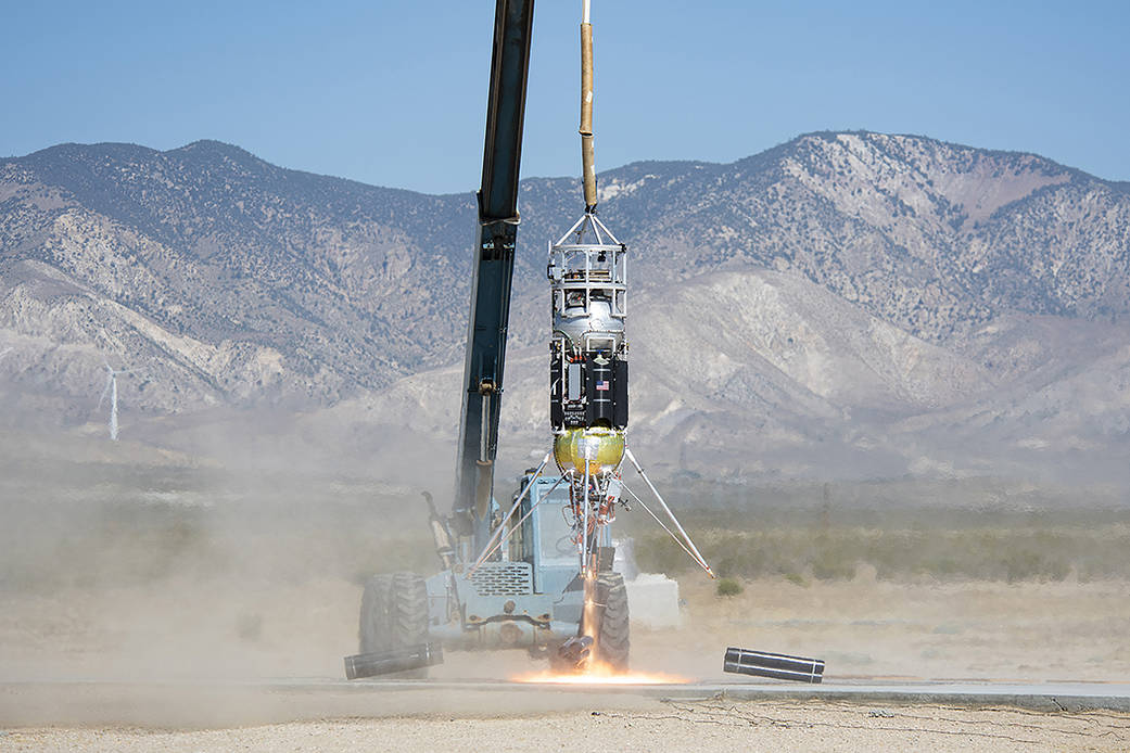 Masten Space Systems’ Xombie lander, landing.