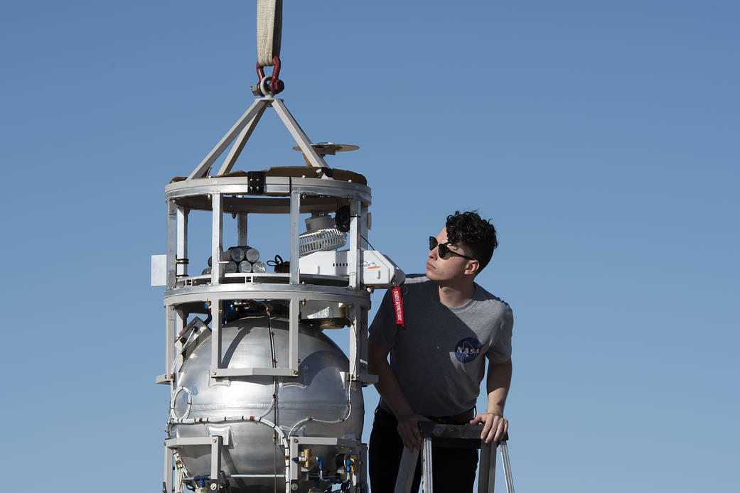 Engineer testing the suborbital rocket.