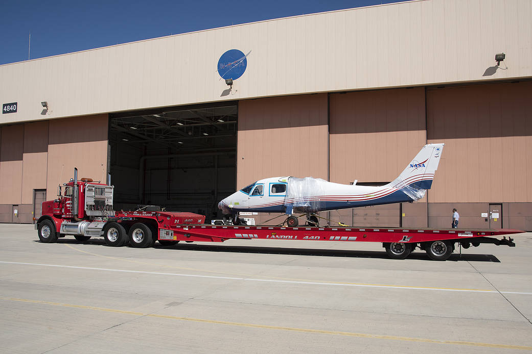 NASA’s X-57 Maxwell, the agency’s first all-electric X-plane and first crewed X-planed in two decades, is delivered to AFRC.